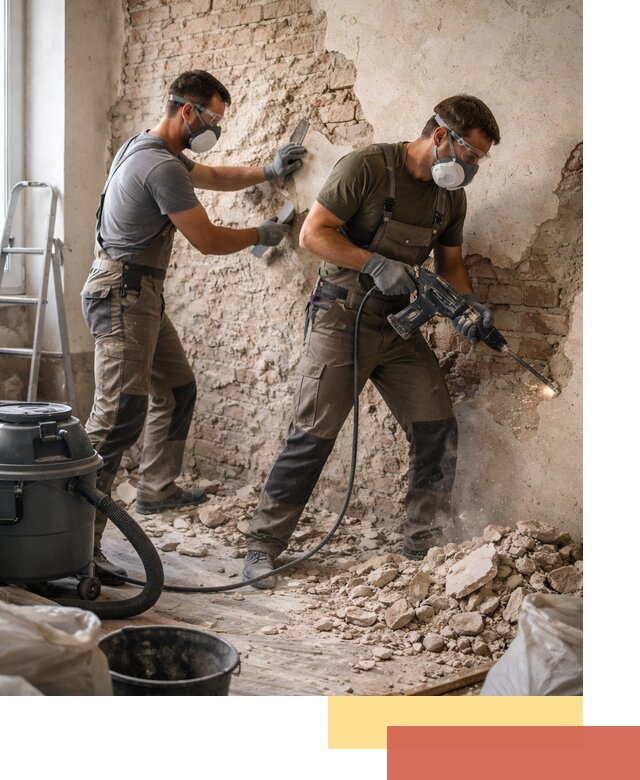 Демонтаж штукатурки со стен в Лангепасе быстро и аккуратно