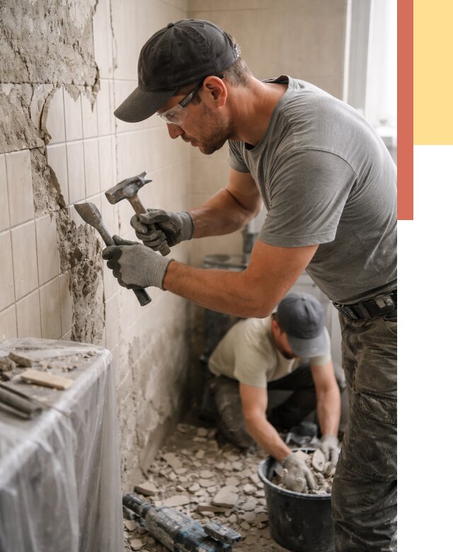 Демонтаж плитки со стен в Лангепасе от 859 руб. — быстро и недорого | ОТДЕЛОЧНИК-Лнг