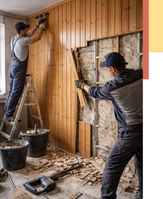 Демонтаж вагонки со стен в Лангепасе от 1465 руб. — снятие, удаление, срочно | ОТДЕЛОЧНИК-Лнг