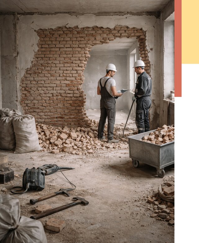 Демонтаж кирпичных стен в Лангепасе от 4242 руб. — быстро, недорого, под ключ | ОТДЕЛОЧНИК-Лнг