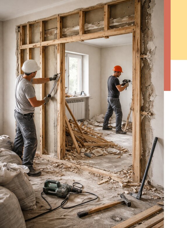 Демонтаж деревянных перегородок в Лангепасе от 3232 руб. — быстро и недорого | ОТДЕЛОЧНИК-Лнг