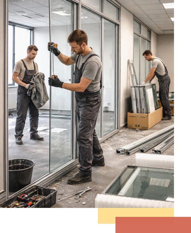 Демонтаж стеклянных перегородок в Лангепасе быстро и безопасно