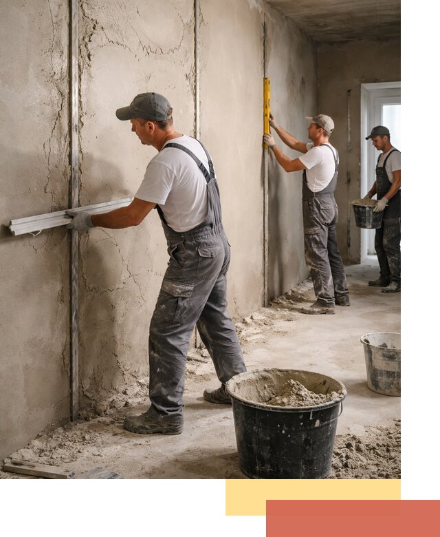 Штукатурка стен по маякам в Лангепасе — точная и ровная поверхность