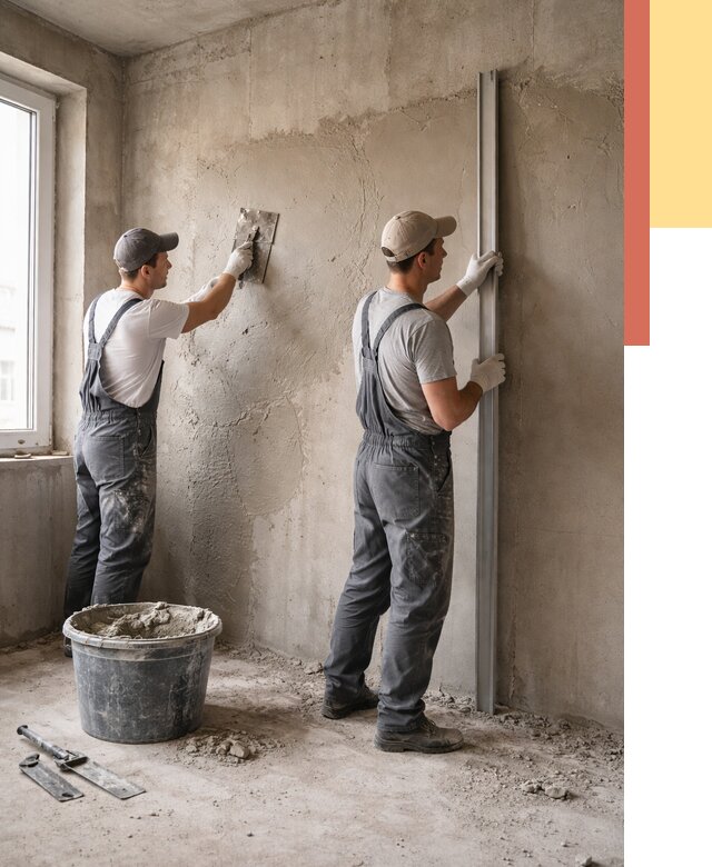 Штукатурка бетонных стен в Лангепасе от 4545 руб/м² — качественно и быстро | ОТДЕЛОЧНИК-Лнг