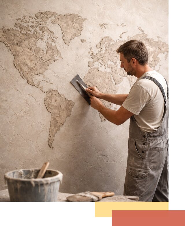 Декоративная штукатурка «Карта мира» под ключ в Лангепасе