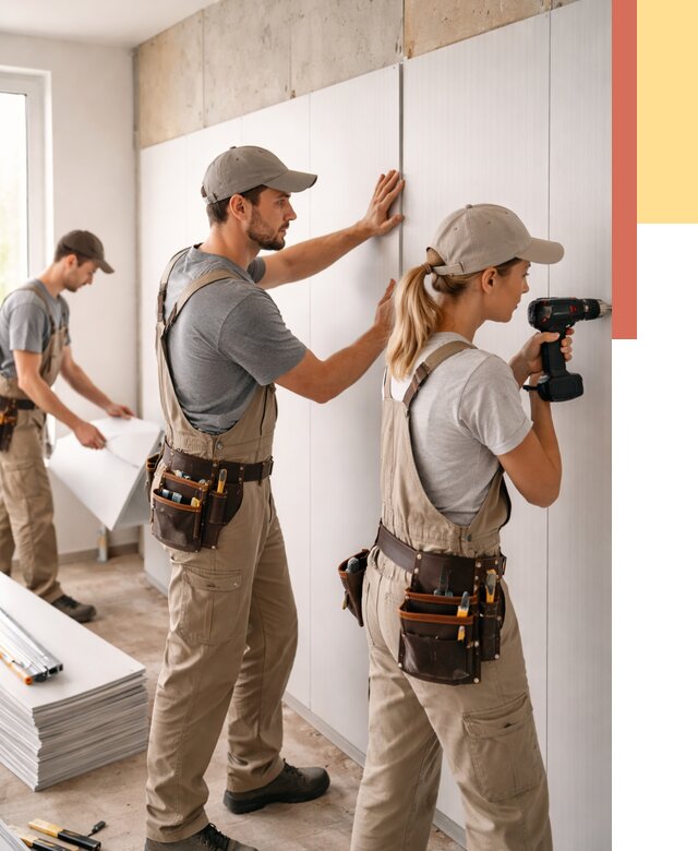 Монтаж ПВХ панелей на стены в Лангепасе от 455 руб/м2 — быстро и недорого | ОТДЕЛОЧНИК-Лнг