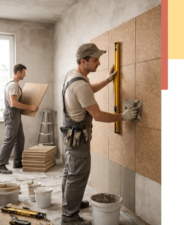 Монтаж пробковых панелей на стены в Лангепасе от 3535 руб. — ОТДЕЛОЧНИК-Лнг