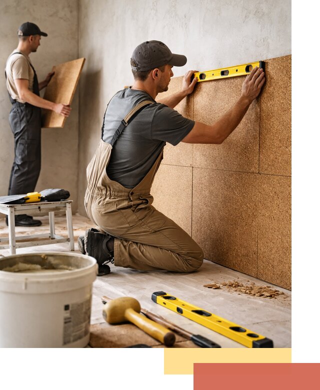 Монтаж пробковых панелей на стены в Лангепасе быстро и качественно