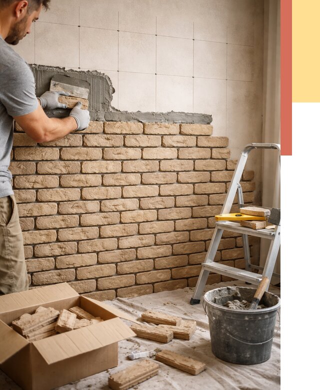 Монтаж декоративного кирпича в Лангепасе от 3232 руб./м² — быстро и недорого | ОТДЕЛОЧНИК-Лнг