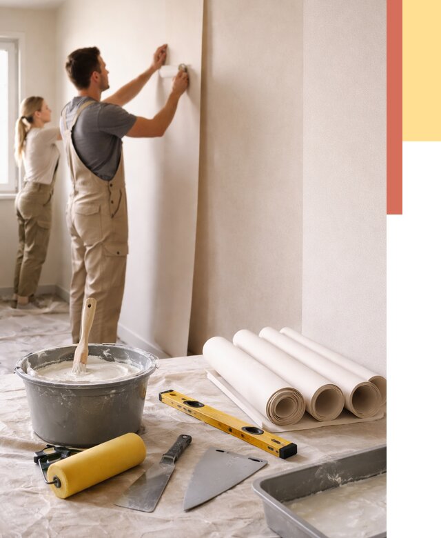 Поклейка бумажных обоев в Лангепасе от 5555 руб./м2 — быстро и недорого | ОТДЕЛОЧНИК-Лнг