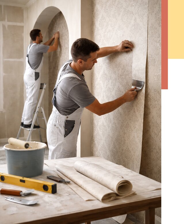 Поклейка обоев на сложные стены в Лангепасе от 2828 руб. под ключ | ОТДЕЛОЧНИК-Лнг