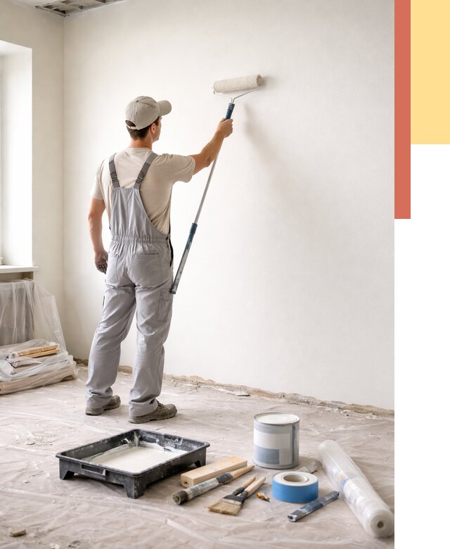 Покраска стен водоэмульсионной краской в Лангепасе от 455 руб. за м² | ОТДЕЛОЧНИК-Лнг