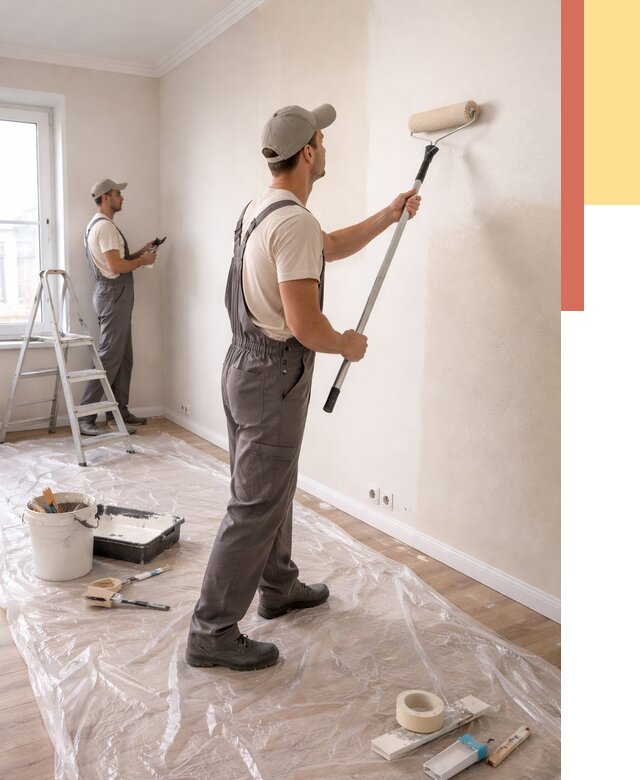 Покраска стен акриловой краской в Лангепасе от 3535 руб./м² — быстро и недорого | ОТДЕЛОЧНИК-Лнг