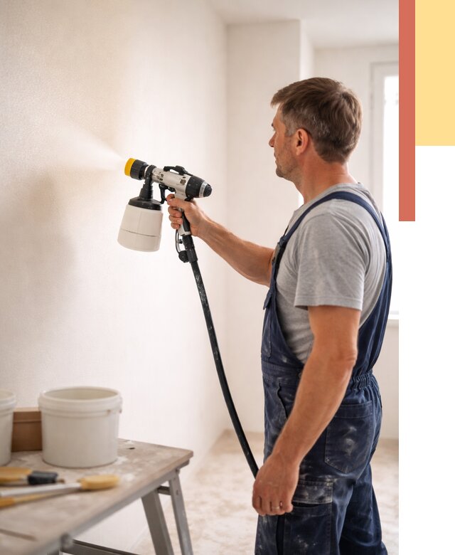 Покраска стен краскопультом в Лангепасе от 7575 руб. — механизированная покраска | ОТДЕЛОЧНИК-Лнг