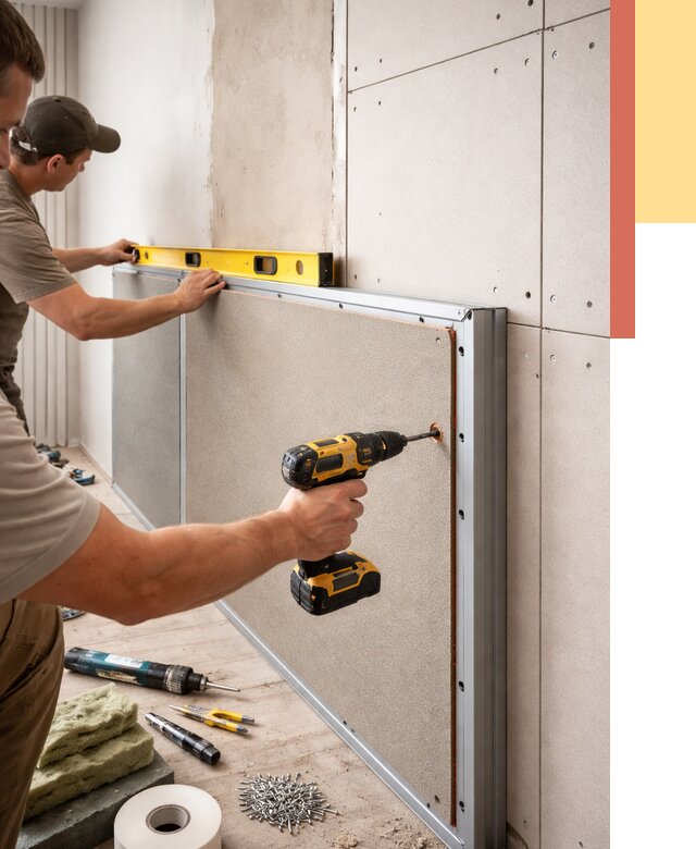 Шумоизоляция стен панелями ЗИПС в Лангепасе от 2222 руб./м² под ключ | ОТДЕЛОЧНИК-Лнг