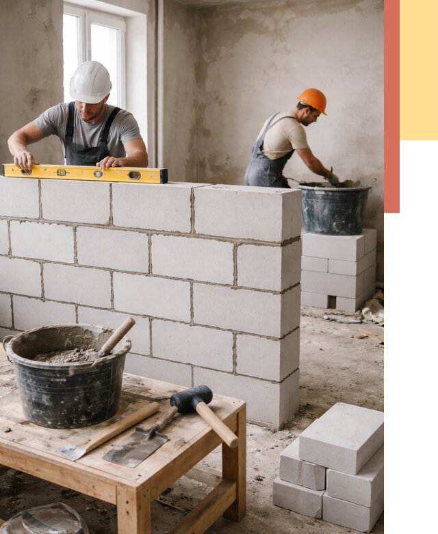 Кладка перегородок из газобетона в Лангепасе от 3232 руб. под ключ | ОТДЕЛОЧНИК-Лнг