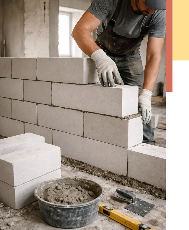 Кладка перегородок из силикатного блока в Лангепасе от 4040 руб. под ключ | ОТДЕЛОЧНИК-Лнг