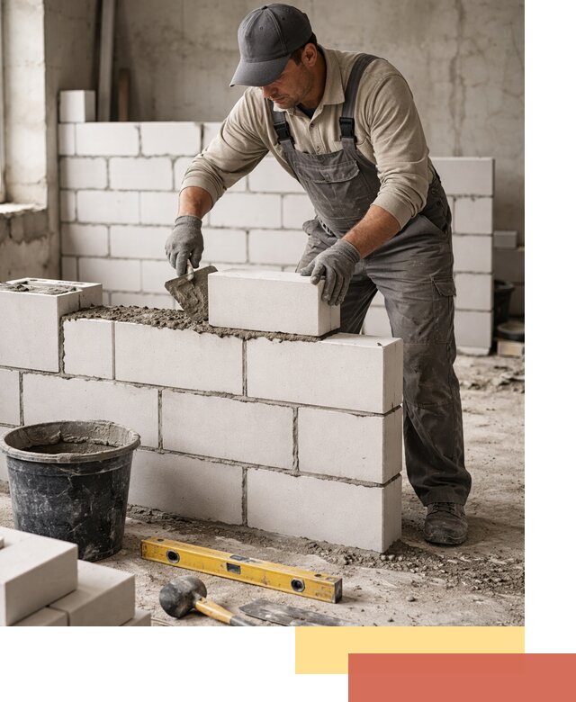 Кладка перегородок из силикатного блока в Лангепасе