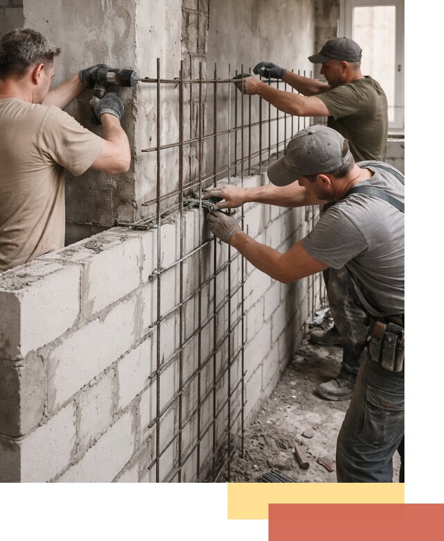 Армирование кладки перегородок в Лангепасе профессионально и надёжно