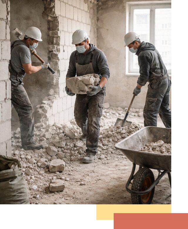 Демонтаж блочных перегородок в Лангепасе быстро и аккуратно