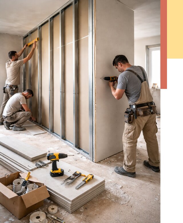 Монтаж однослойной перегородки из гипсокартона в Лангепасе от 657 руб. | ОТДЕЛОЧНИК-Лнг