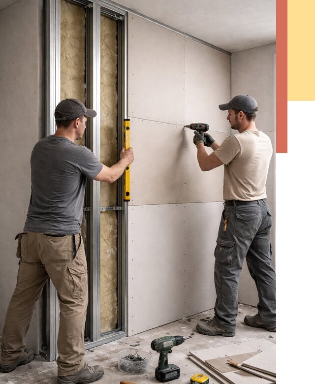 Монтаж двухслойной перегородки из гипсокартона в Лангепасе от 1465 руб. | ОТДЕЛОЧНИК-Лнг