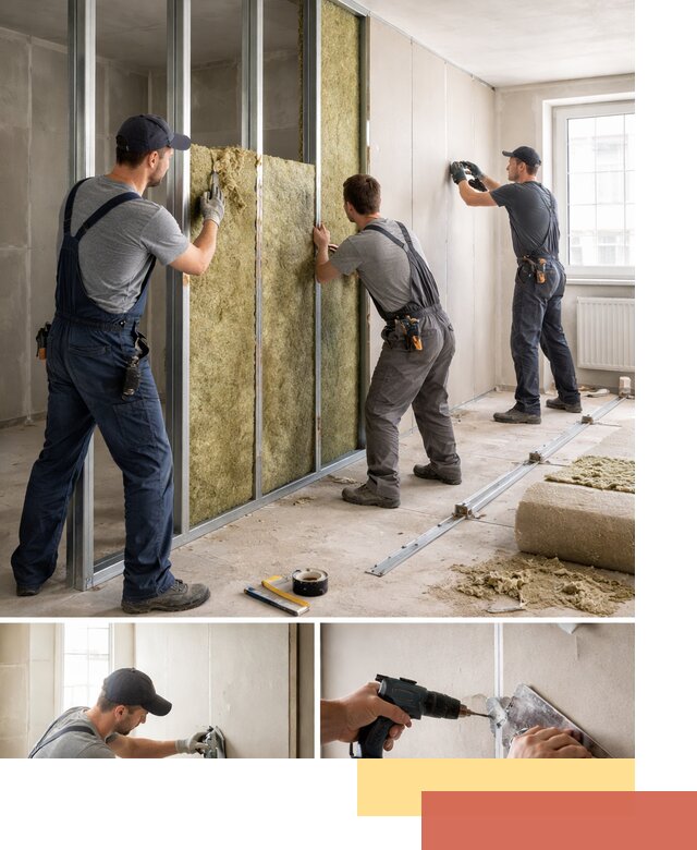 Перегородка из гипсокартона с шумоизоляцией в Лангепасе — монтаж под ключ