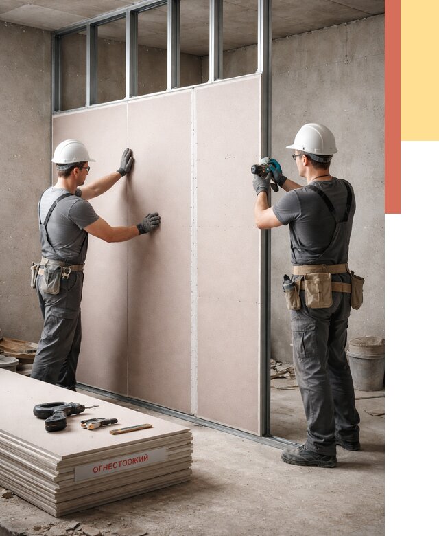 Перегородка из огнестойкого гипсокартона в Лангепасе от 1869 руб. под ключ | ОТДЕЛОЧНИК-Лнг