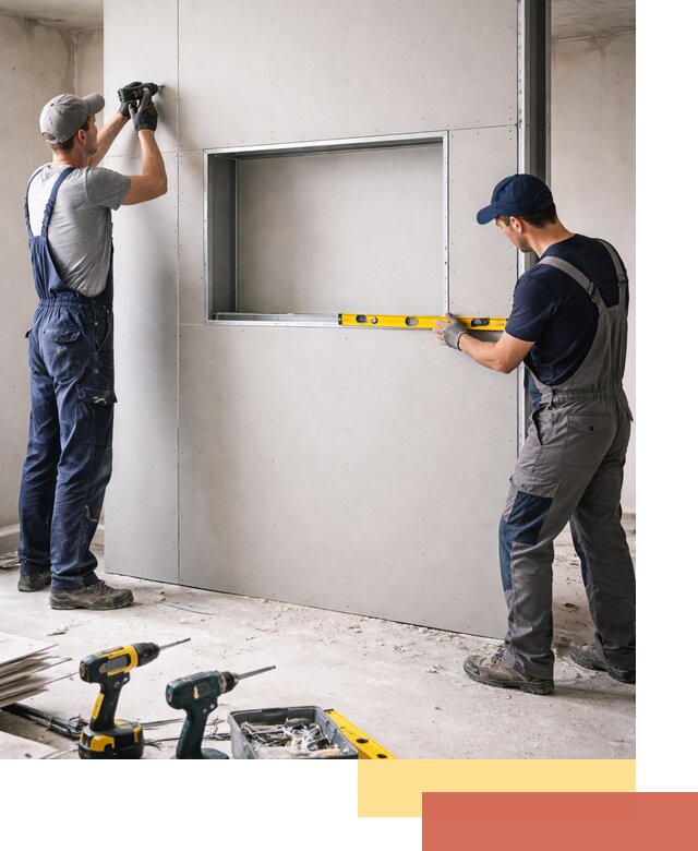 Перегородка из гипсокартона с нишей под декор в Лангепасе