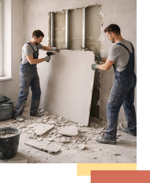 Демонтаж перегородки из гипсокартона в Лангепасе быстрый и аккуратный