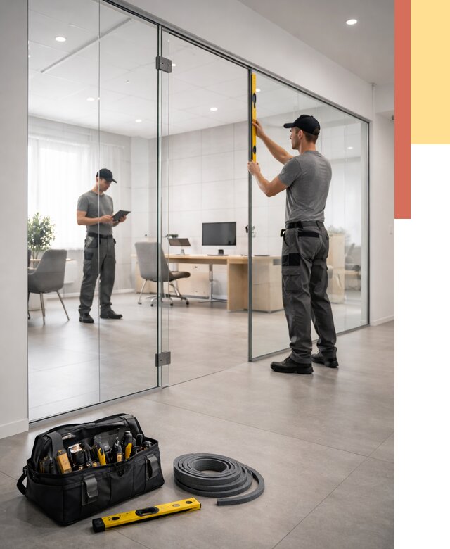 Цельностеклянные перегородки под ключ в Лангепасе от 9595 руб. — монтаж и цены | ОТДЕЛОЧНИК-Лнг