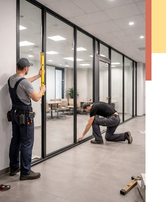 Каркасные стеклянные перегородки в Лангепасе под ключ от 9292 руб. | ОТДЕЛОЧНИК-Лнг