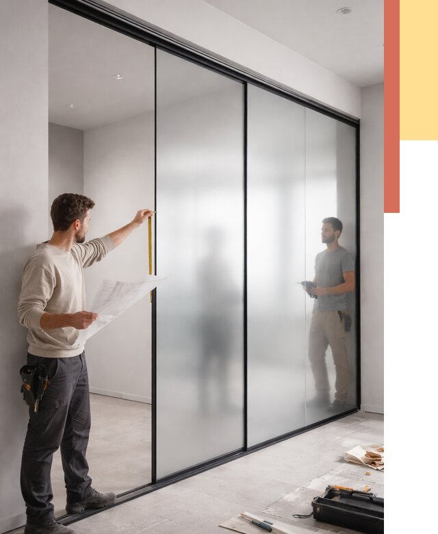 Матовые стеклянные перегородки в Лангепасе от 8585 руб. — монтаж и установка | ОТДЕЛОЧНИК-Лнг