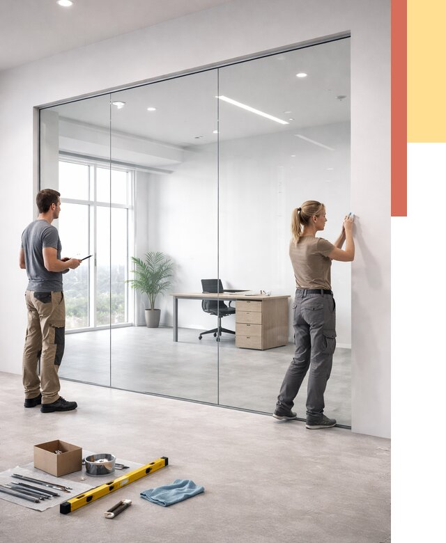 Перегородки из закаленного стекла в Лангепасе от 9595 руб. под ключ | ОТДЕЛОЧНИК-Лнг