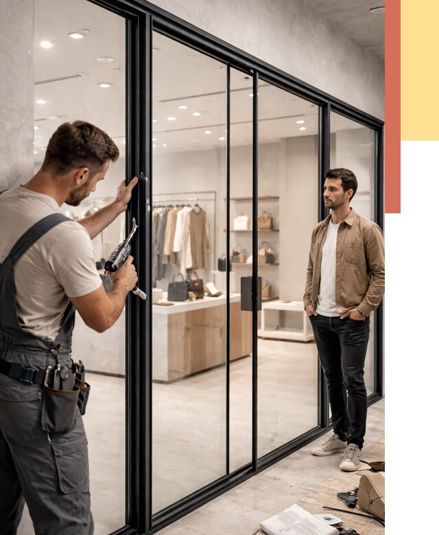 Стеклянные перегородки для магазинов в Лангепасе от 8282 руб. под ключ | ОТДЕЛОЧНИК-Лнг