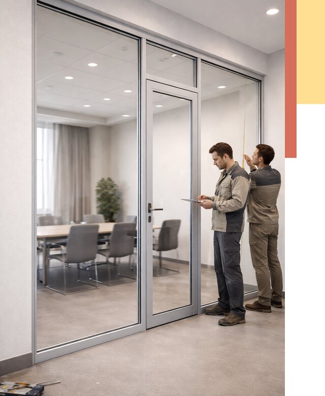 Установка и монтаж алюминиевых перегородок со стеклом в Лангепасе от 8282 руб. | ОТДЕЛОЧНИК-Лнг