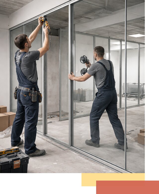 Алюминиевые перегородки со стеклом в Лангепасе — изготовление и монтаж