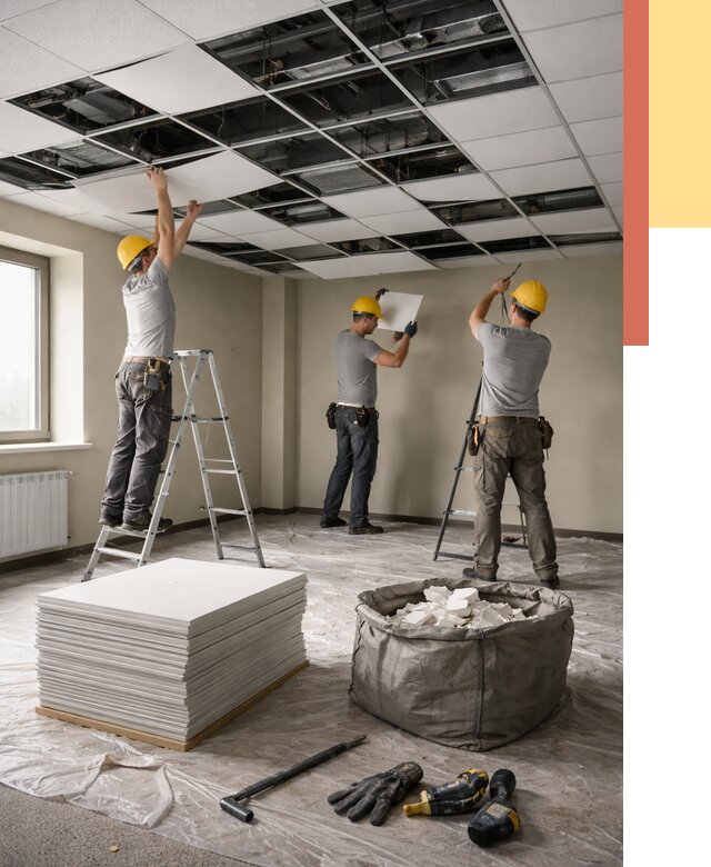 Демонтаж потолка Армстронг в Лангепасе от 4545 руб. быстро и недорого | ОТДЕЛОЧНИК-Лнг