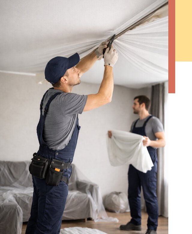 Демонтаж натяжного потолка в Лангепасе от 4545 руб. — снятие и разбор под ключ | ОТДЕЛОЧНИК-Лнг