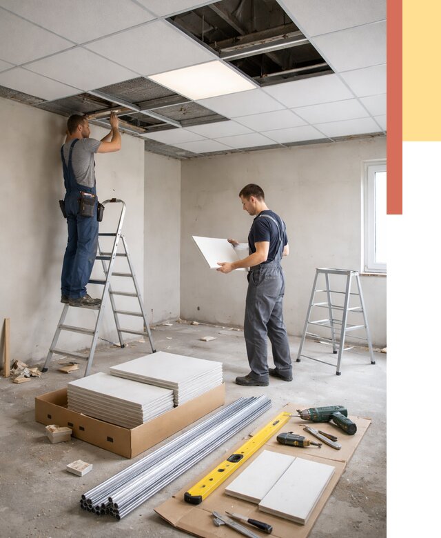 Монтаж потолка армстронг в Лангепасе от 4545 руб/м2 — быстрая установка под ключ | ОТДЕЛОЧНИК-Лнг