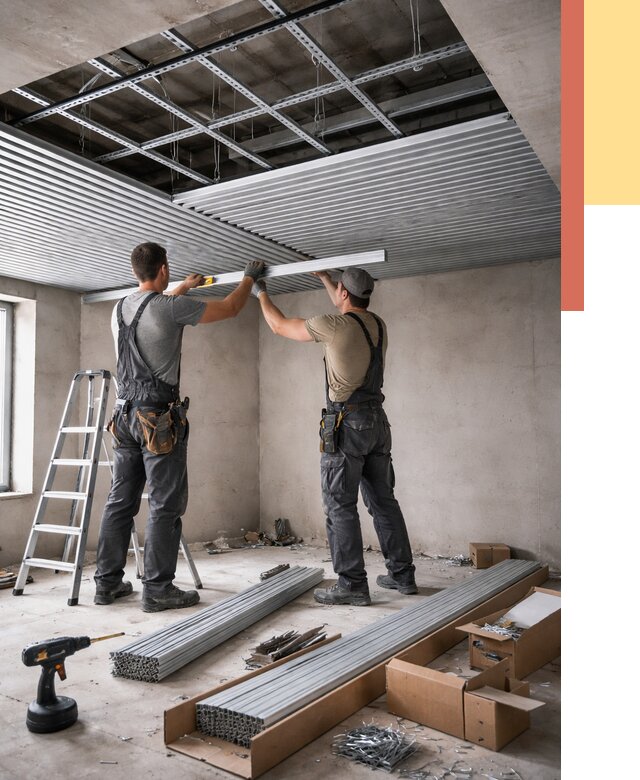 Монтаж реечного потолка в Лангепасе от 4545 руб. под ключ | ОТДЕЛОЧНИК-Лнг