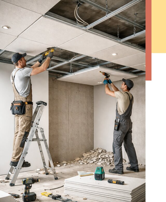 Монтаж акустического потолка в Лангепасе от 6565 руб/м2 — быстро и недорого | ОТДЕЛОЧНИК-Лнг