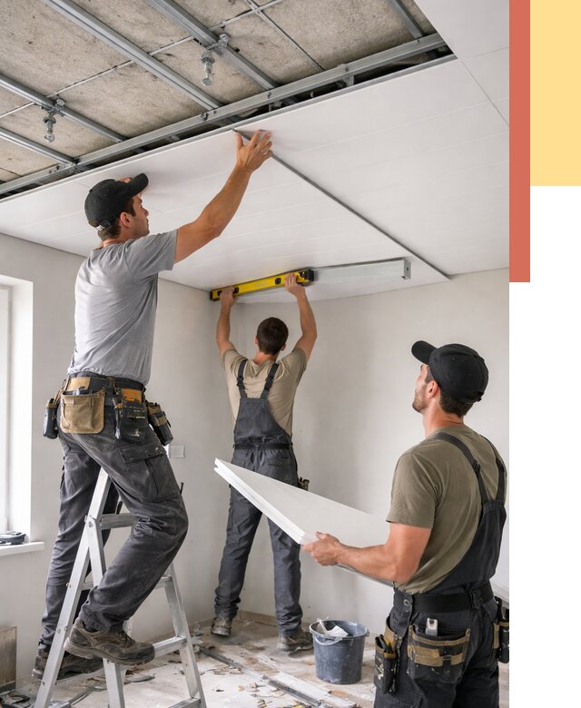 Монтаж потолка из ПВХ панелей в Лангепасе от 3535 руб./м2 — быстро и недорого | ОТДЕЛОЧНИК-Лнг