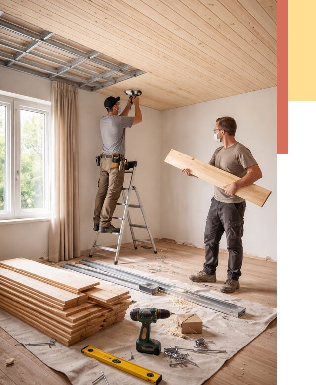 Монтаж потолка из вагонки в Лангепасе от 6565 руб. | Быстро и недорого — ОТДЕЛОЧНИК-Лнг