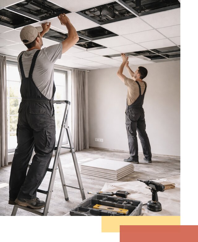 Замена плит подвесного потолка в Лангепасе быстро и качественно