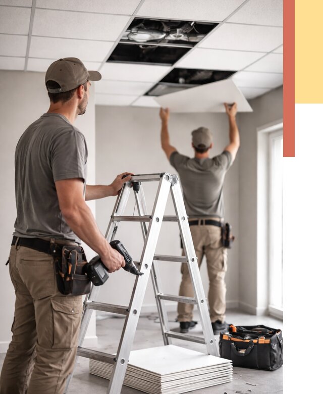 Обслуживание подвесного потолка в Лангепасе от 3535 руб. — быстро и недорого | ОТДЕЛОЧНИК-Лнг