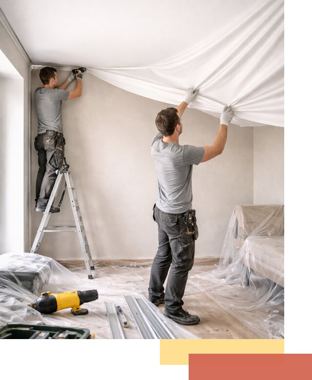 Монтаж тканевого натяжного потолка в Лангепасе недорого и быстро