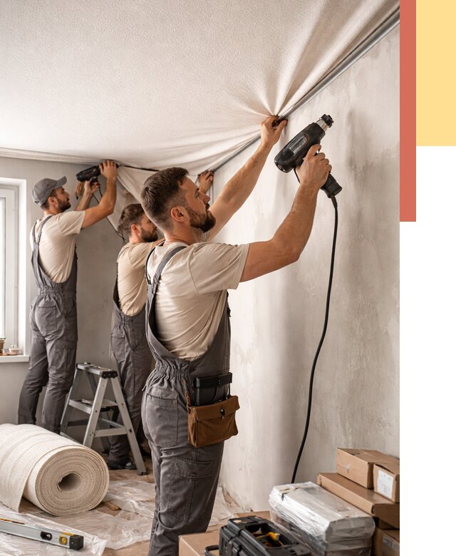 Монтаж фактурного натяжного потолка в Лангепасе от 758 руб. — ОТДЕЛОЧНИК-Лнг