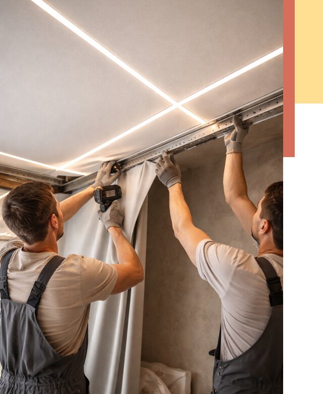 Монтаж натяжного потолка со световыми линиями в Лангепасе от 1212 руб. | ОТДЕЛОЧНИК-Лнг