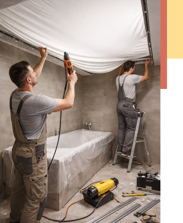 Монтаж натяжного потолка в ванной в Лангепасе от 1212 руб. под ключ | ОТДЕЛОЧНИК-Лнг